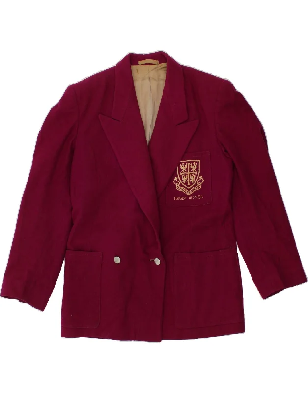 BlazergatheringVINTAGE Womens Rugby 1955-56 Graphic Blazer Jacket UK 16 Large Burgundy