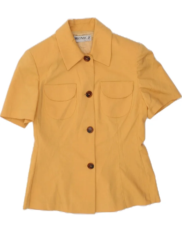 BlazerdefenseVINTAGE Womens Short Sleeve 4 Button Blazer Jacket IT 42 Medium Yellow