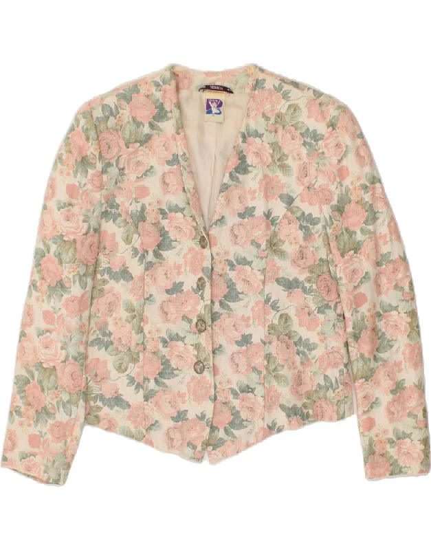 BlazerdunkYESSICA Womens 4 Button Blazer Jacket EU 40 Medium Pink Floral